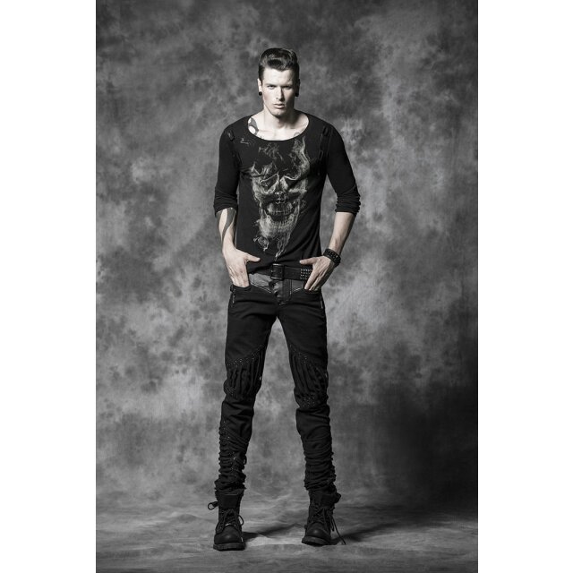 Herren-Langarm-Shirt Burning Skull - Größe: M
