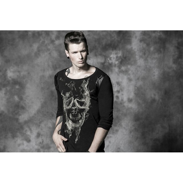 Herren-Langarm-Shirt Burning Skull - Größe: M