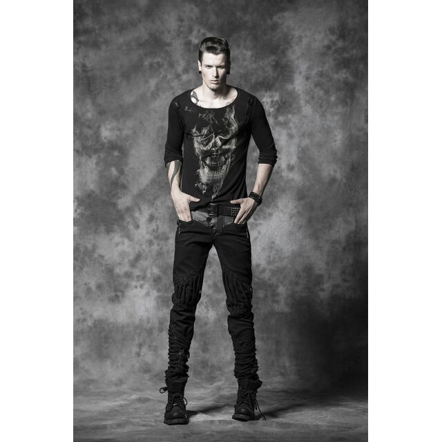 Herren-Langarm-Shirt Burning Skull - Größe: 3XL