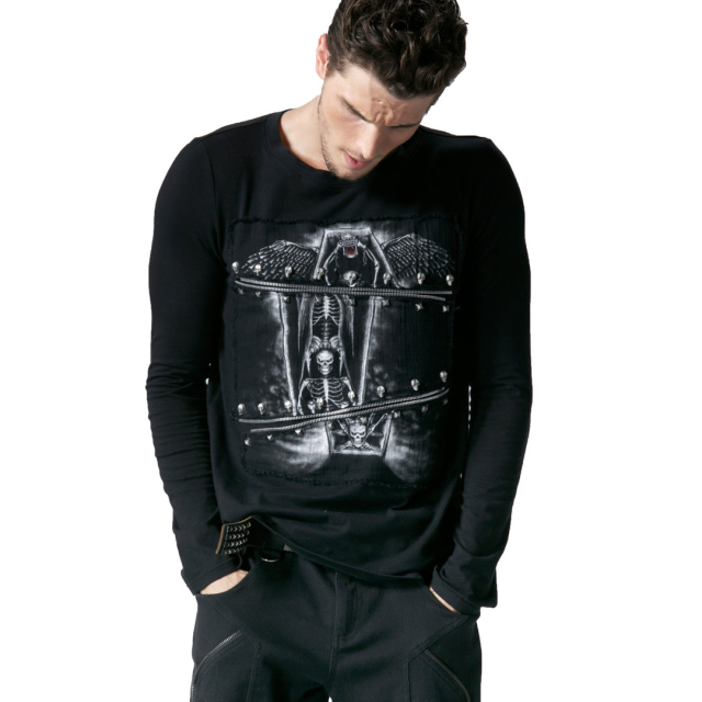 Mens long-sleeved shirt Crazy Coffin - size: M