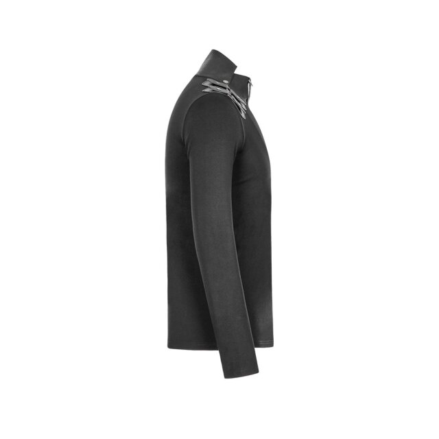 Uniform Longsleeve Nighthawk mit Kunstleder-Stehkragen - Größe: 3XL