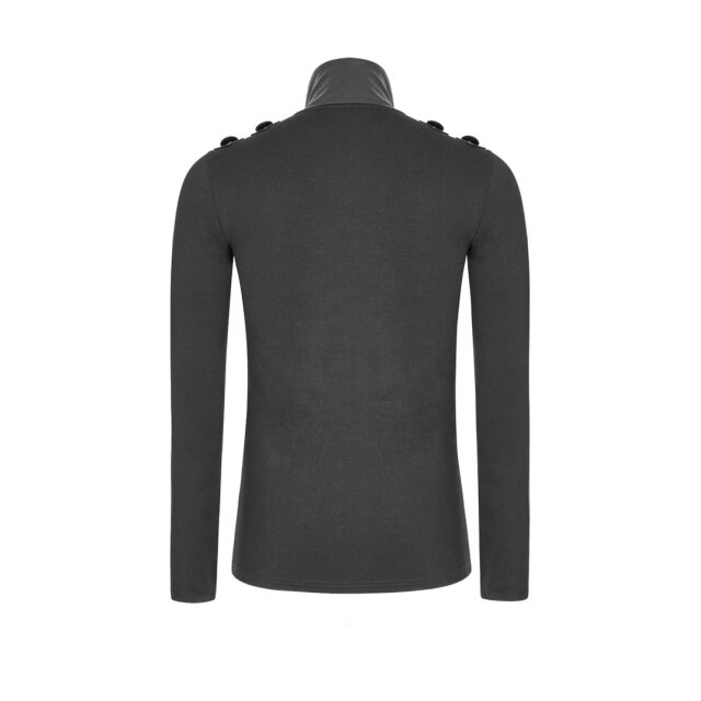 Uniform Longsleeve Nighthawk mit Kunstleder-Stehkragen - Größe: 3XL