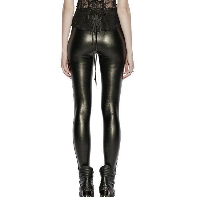 PUNK RAVE Romantic Gothic Wetlook Leggings Fast Anständig mit Spitze 3XL