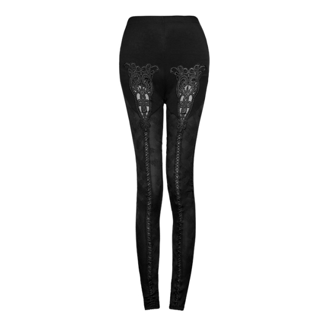 Noble gothic leggings with rose insert - size: L
