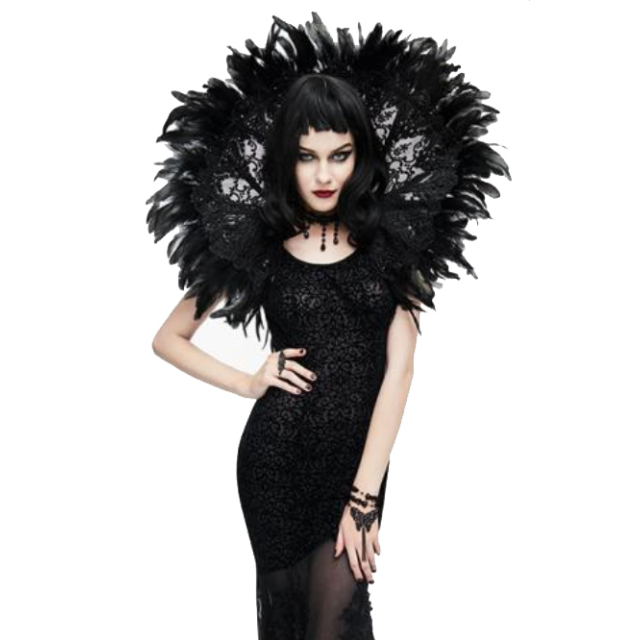 Large Gothic / Burlesque stand-up collar / Shrug Diva with pearl embroidery and feathers