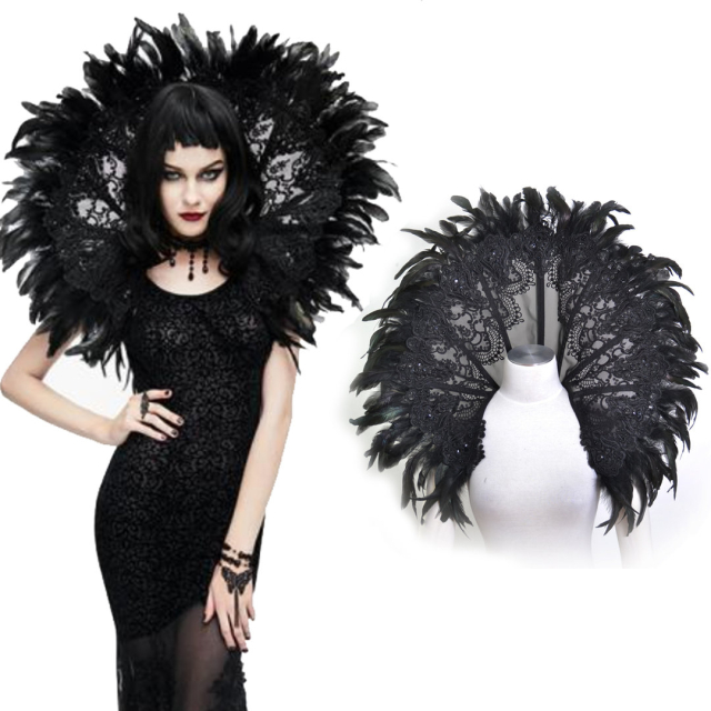 Charming eye-catching big stand-up collar made of black...