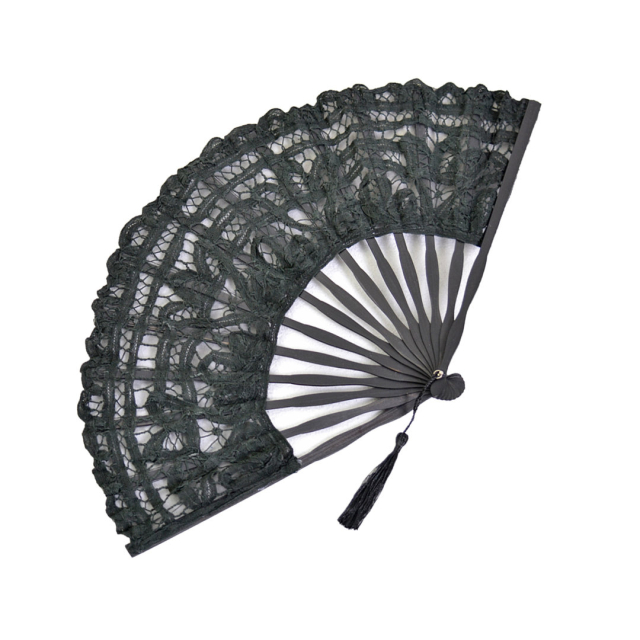 Black fan made of lace
