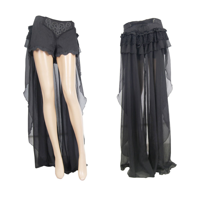 Bezaubernde schwarze Gothic Hotpants/Shorts mit langer...