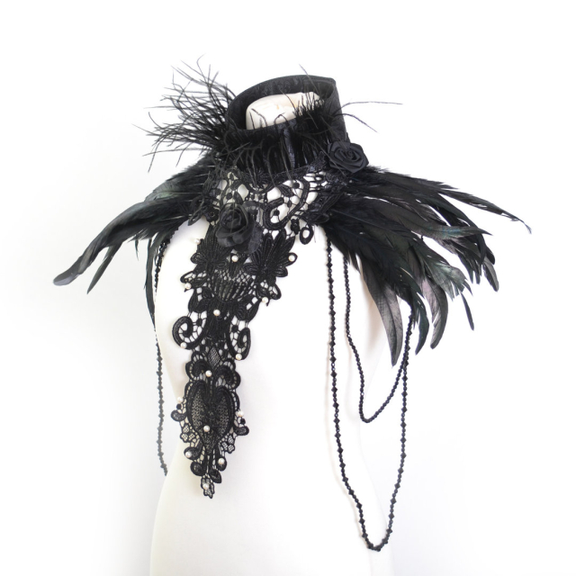 Burlesque Choker / Necklace Phrenetica with Feathers,...