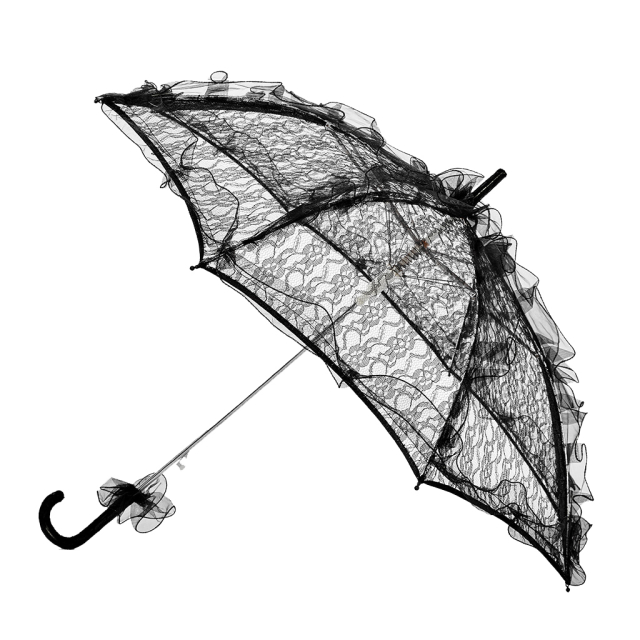 Black Gothic Parasol with Lace