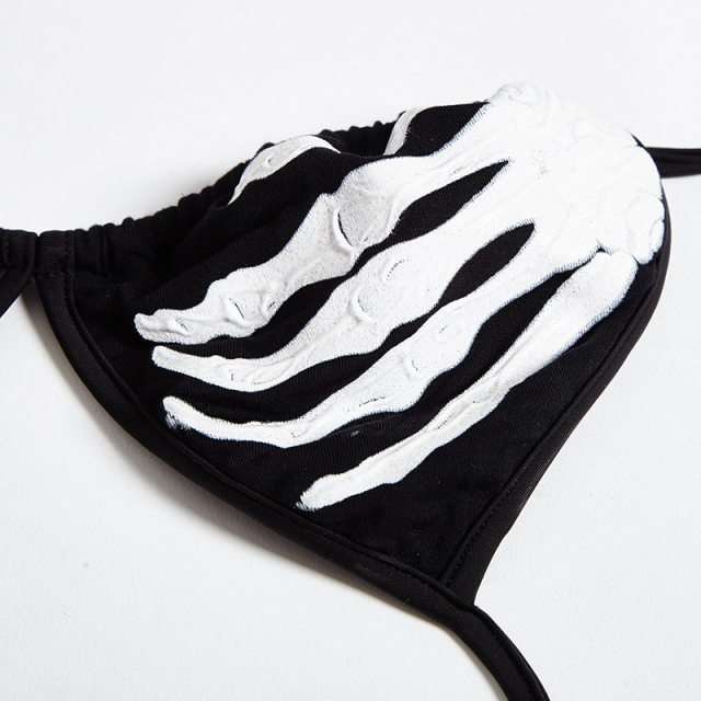 Triangle bikini with skeleton hands on the top - size: S