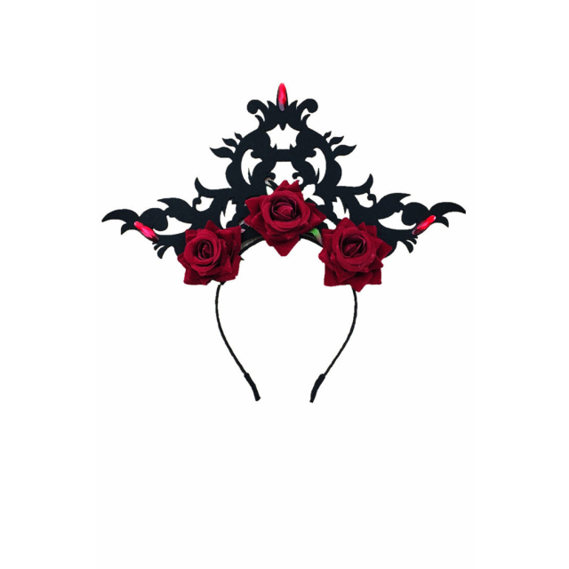 Gothic headdress / tiara / hairband Virgin with red rose...