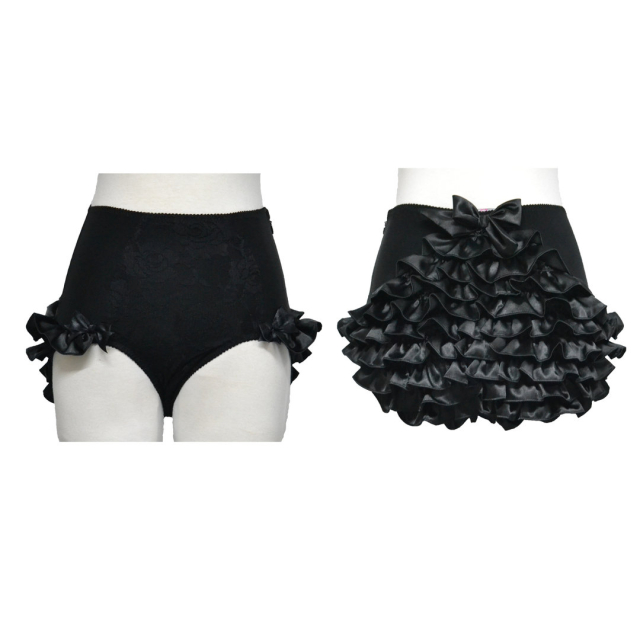 Burlesque Rüschen-Panty Mademoiselle in 3 Farben - Größe: L/XL (UK 16-18) - Farbe: schwarz uni