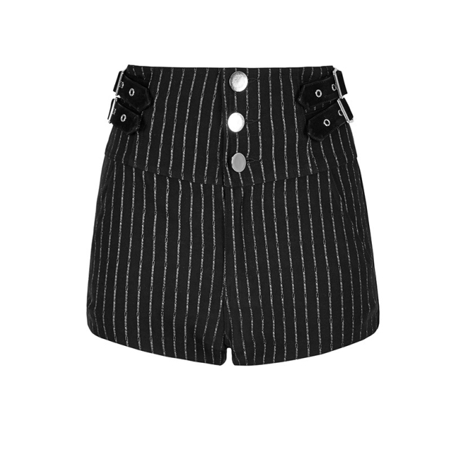 Retro Highwaist Vintage Girl Shorts with Pinstripes - size: S