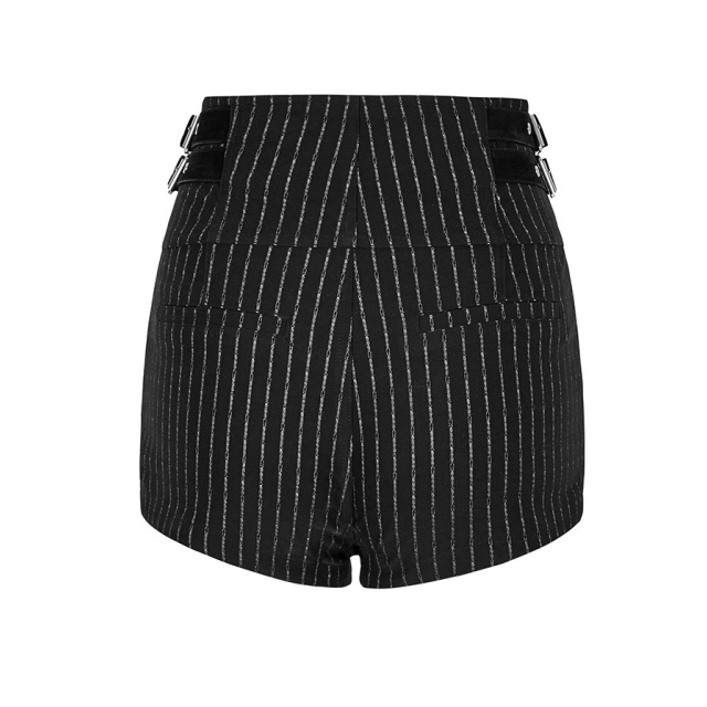 Retro Highwaist Vintage Girl Shorts with Pinstripes - size: S
