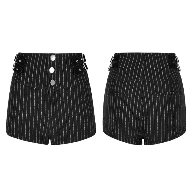 Retro Highwaist Vintage Girl Shorts with Pinstripes - size: L
