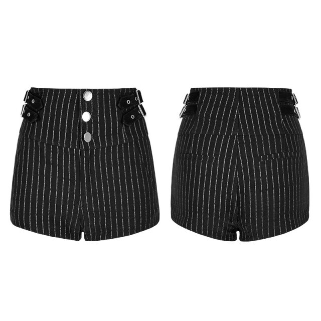 Retro-Highwaist-Short Vintage Girl mit Pinstripes - Größe: XL