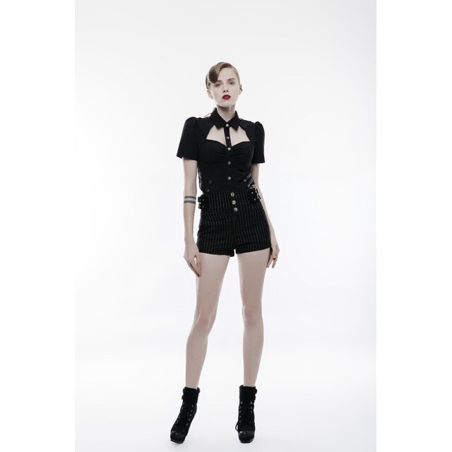 Retro-Highwaist-Short Vintage Girl mit Pinstripes - Größe: XS