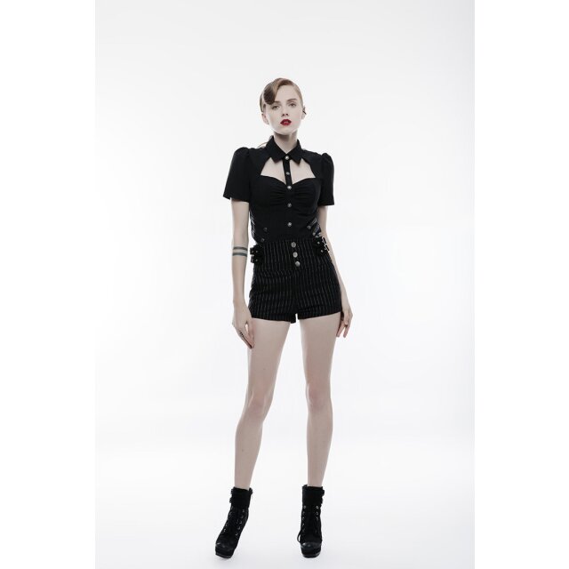 Retro-Highwaist-Short Vintage Girl mit Pinstripes - Größe: XS