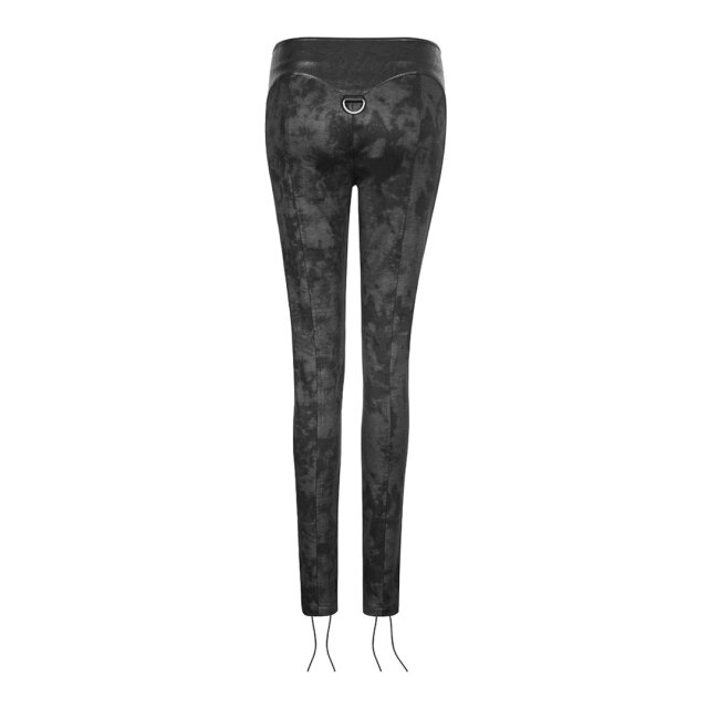 Punk-Stretchpants Arachna by PUNK RAVE with wide waistband in leather look - size: L