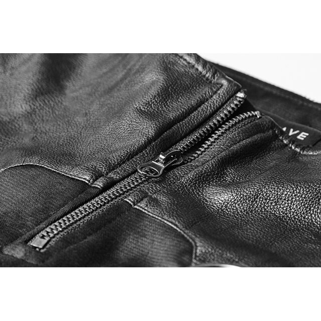 Punk-Stretchpants Arachna by PUNK RAVE with wide waistband in leather look - size: L