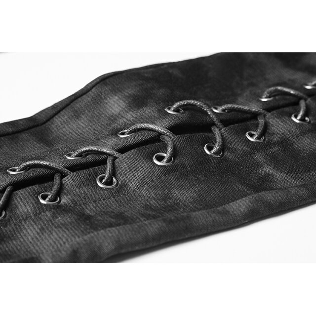 Punk-Stretchpants Arachna by PUNK RAVE with wide waistband in leather look - size: L