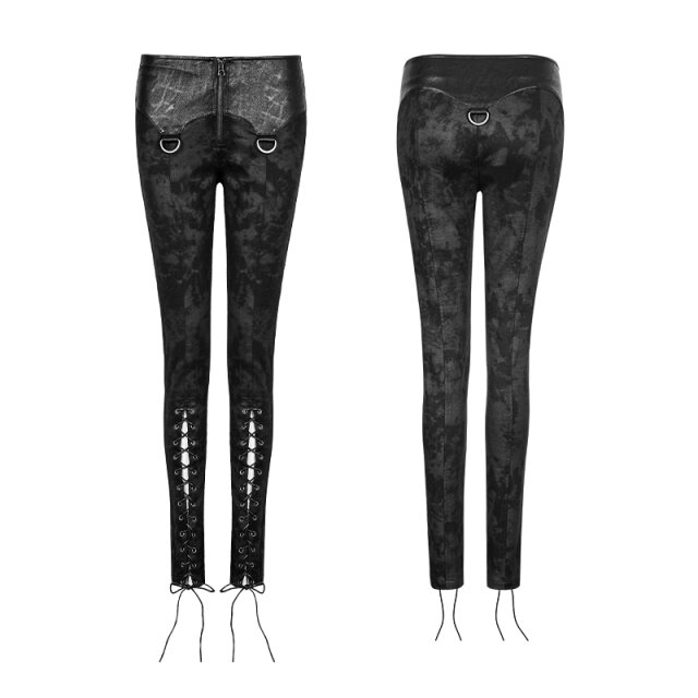 Punk-Stretchpants Arachna by PUNK RAVE with wide waistband in leather look - size: L