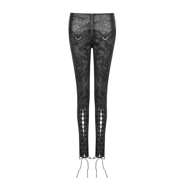 Punk-Stretchpants Arachna by PUNK RAVE with wide waistband in leather look - size: L