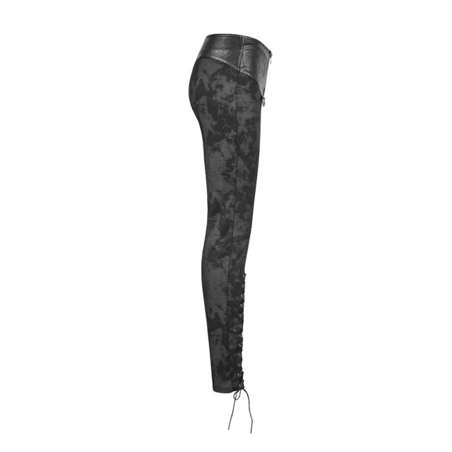 Punk-Stretchpants Arachna by PUNK RAVE with wide waistband in leather look - size: L