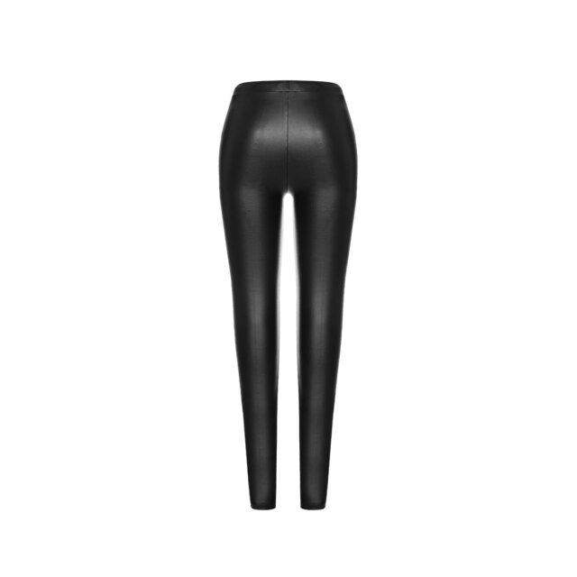 Wetlook stretch leggings Diabola with red lace insert - size: XL