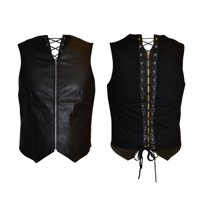 Black mens vest with lacing at the back. Gothic, Steampunk & medieval clothing