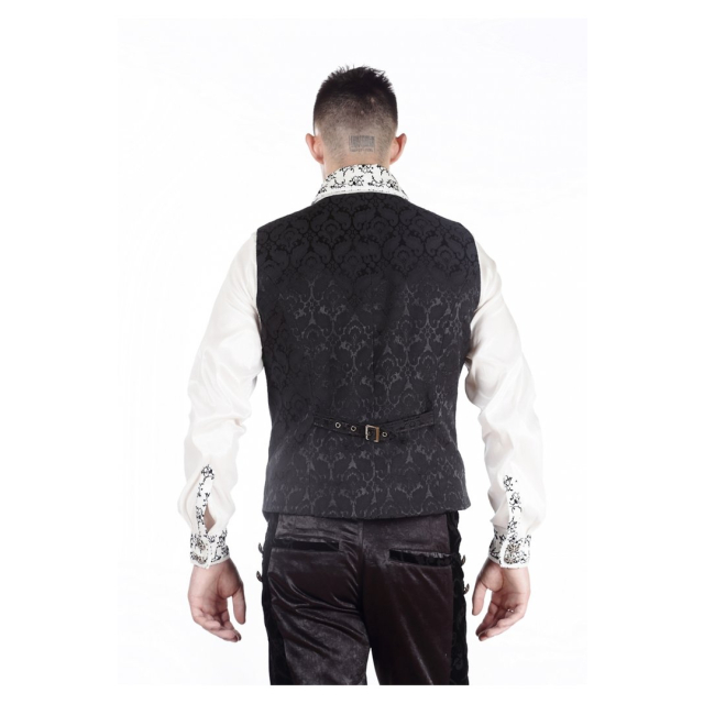 Gothic mens vest Vlad in brocade look - size: XL