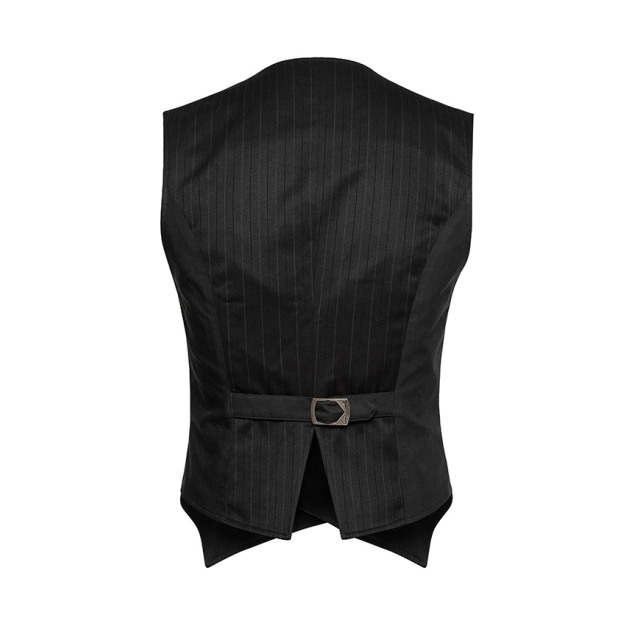 Short double row steampunk / gothic vest Edison with pinstripes