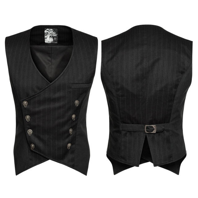 Short double row steampunk / gothic vest Edison with pinstripes - size: S