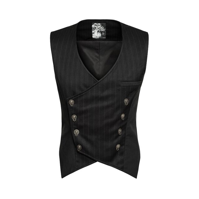 Short double row steampunk / gothic vest Edison with pinstripes - size: XXL