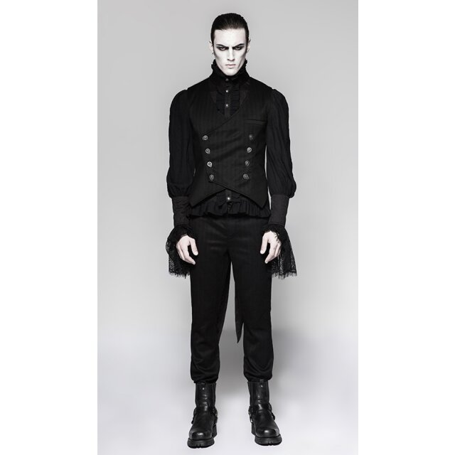 Short double row steampunk / gothic vest Edison with pinstripes - size: XXL