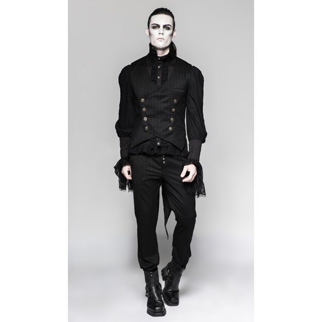 Short double row steampunk / gothic vest Edison with pinstripes - size: XXL