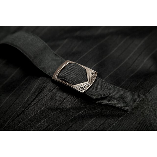 Kurze zweireihige Steampunk- / Gothic-Weste Edison mit Nadelstreifen - Größe: 4XL