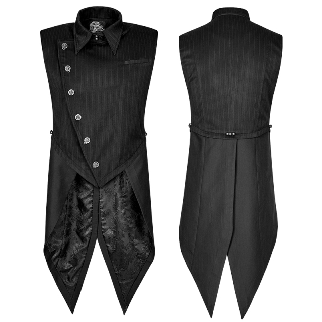 Punk Rave Y-763 noble black steampunk vest with tailcoat laces. Men Gothic & LARP clothes