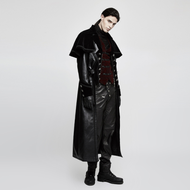 Red gothic/ velvet brocade vest Duke without collar - size: L