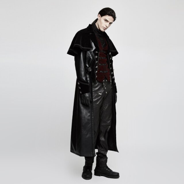 Rote Gothic-/ Samt-Brokatweste Duke ohne Kragen - Größe: 4XL