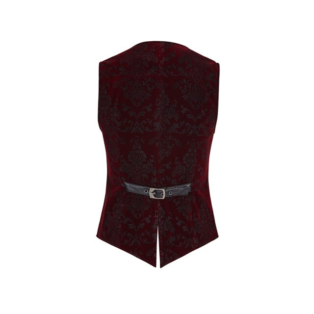 Rote Gothic-/ Samt-Brokatweste Duke ohne Kragen - Größe: 4XL