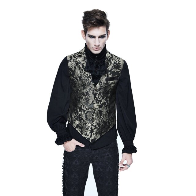 Short black-golden brocade vest Ivory - size: 4XL