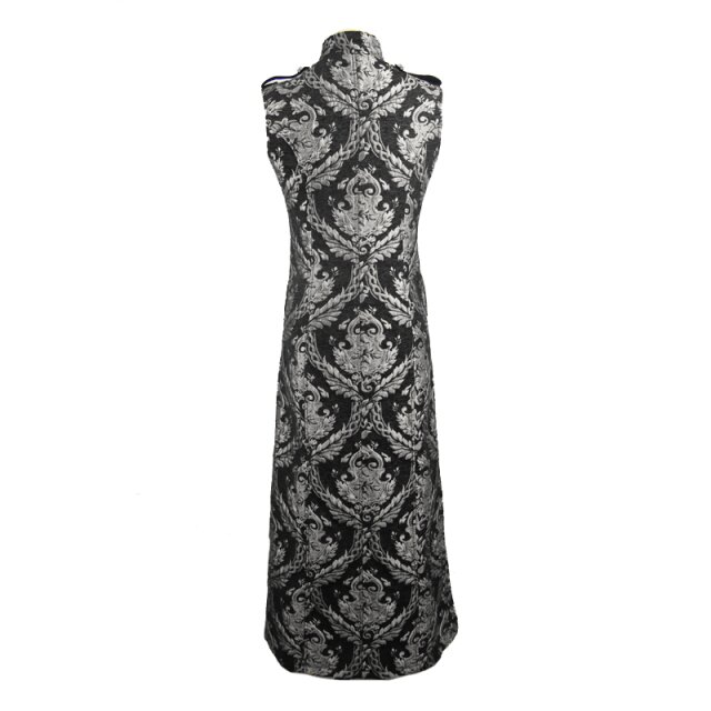 Calf Long Brocade Vest Thunder in Black-Silver - size: S