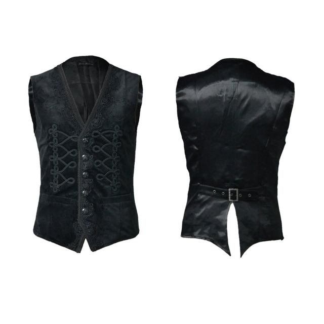 Short black velvet vest Mephisto with lace border and...