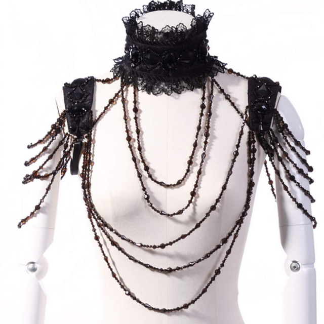 Gothic- Burlesque necklace with pearl necklace, Choker