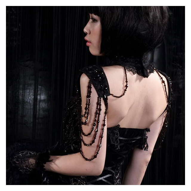 Gothic- Burlesque Halsband mit Perlenkette, Choker