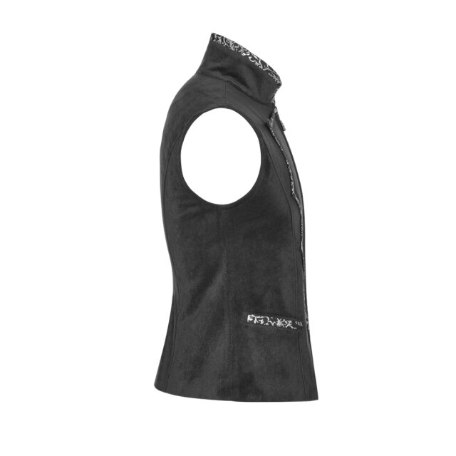 Short Punk Rave Velvet Vest Van Helsing with bat lapel and stand-up collar - size: M