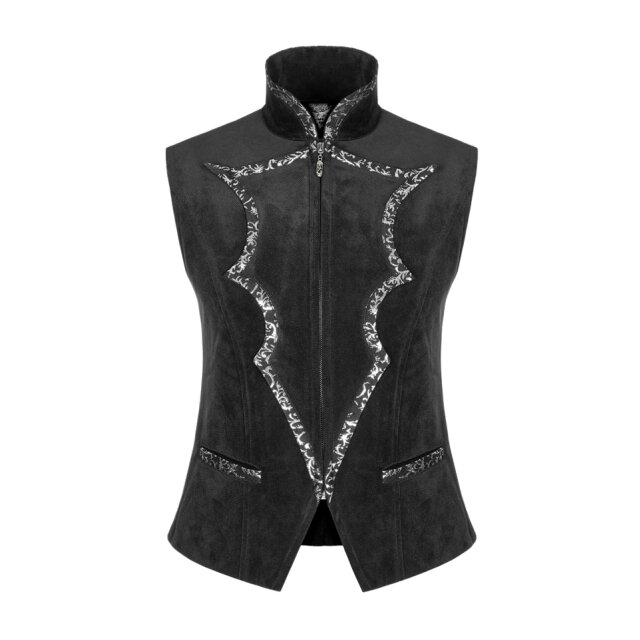 Short Punk Rave Velvet Vest Van Helsing with bat lapel and stand-up collar - size: XL