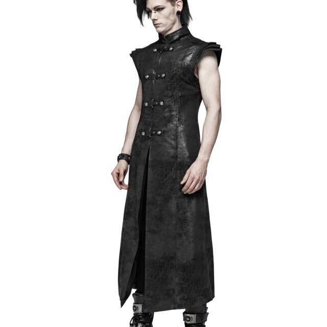 Wadenlange Goth- / LARP-Veloursweste Erebos is Calling